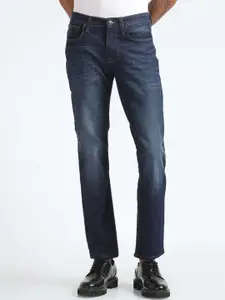Flying Machine Men Straight Fit Mid Rise Clean Look Heavy Fade Stretchable Jeans