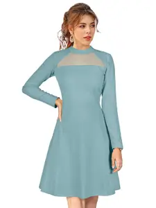 ODETTE High Neck Acrylic Fit & Flare Dress