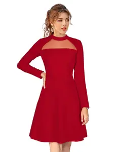 ODETTE High Neck Acrylic Fit & Flare Dress