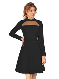 ODETTE Long Sleeves Acrylic Fit & Flare Dress
