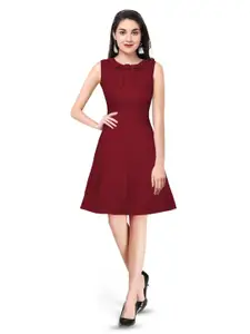 ODETTE Round Neck Sleeveless Bow Fit & Flare Dress