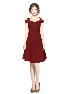ODETTE Sweetheart Neck Cold Shoulder Fit & Flare Dress
