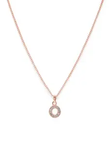 Estele Rose Gold-Plated Artifical Studded Contemporary Pendants with Chains