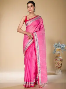 HERE&NOW Solid Pure Cotton Saree