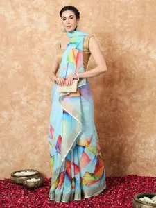 Stylefables Zari Linen Blend Khadi Saree