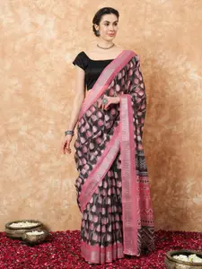 Stylefables Floral Printed Zari Saree