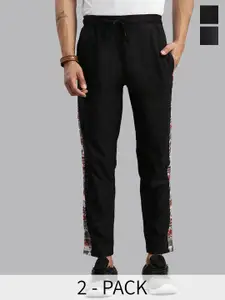 MADSTO Men Pack of 2 Slim-Fit Mid-Rise Track Pants