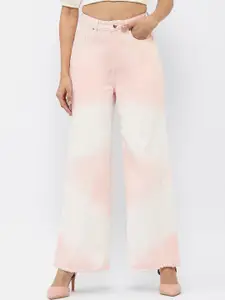 Madame Women Wide Leg Mid Rise Clean Look Medium Shade Cotton Jeans