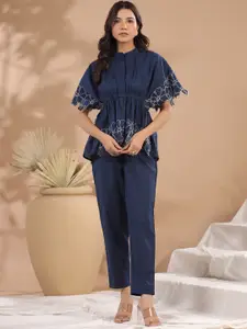 SANSKRUTIHOMES Printed Pure Cotton Top With Trousers Co-Ords