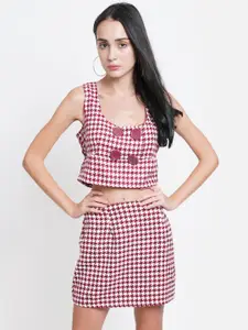 Purple State Checked Top With Skirt