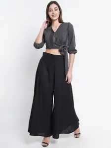 Purple State Printed Top With Palazzo