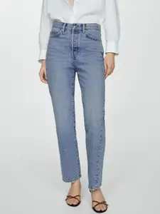 MANGO Women Cotton High-Rise Light Fade Jeans