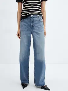 MANGO Women Loose Mid-rise Wideleg Cotton Jeans