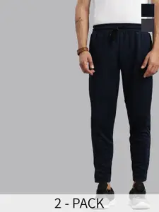 MADSTO Men Pack Of 2 Cotton Slim-Fit Mid Rise Track Pants