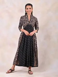 Rustorange Bandhani Print Maxi Dress