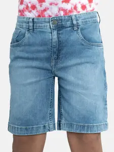 KiddoPanti Boys Washed Mid-Rise Denim Shorts