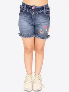 CUTECUMBER Girls Embroidered Denim Denim Shorts