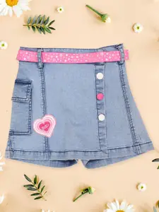 CUTECUMBER Girls Embellished Denim Skorts