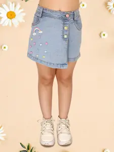 CUTECUMBER Girls Embellished Denim Skorts