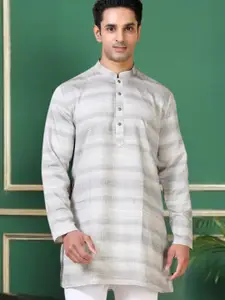TATTVA Striped Mandarin Collar Straight Short Kurta