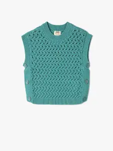 Koton Girls Open Knit Self Design Cotton Acrylic Sweater Vest