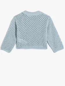 Koton Girls Open Knit Self Design Cotton Acrylic Pullover Sweater