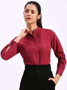 FITHUB Premium Band Collar Pleated Formal Shirt
