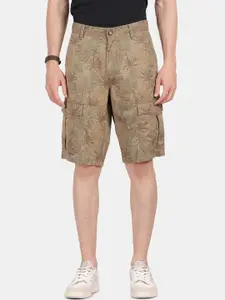 t-base Men Floral Printed Mid-Rise Cargo Shorts