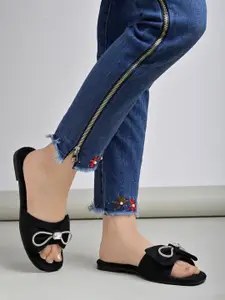Shoetopia Open Toe Flats With Bows