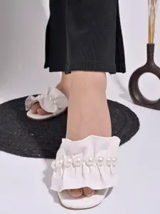 Shoetopia Embellished Open Toe Flats