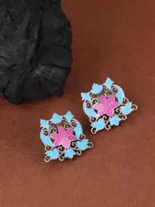 Anouk Silver-Toned Silver-Plated Oxidised Contemporary Stud Earrings