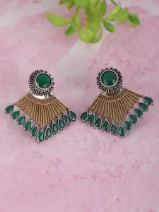 Anouk Silver-Toned Silver-Plated Oxidised Contemporary Drop Earrings