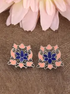 Anouk Silver-Plated Contemporary Oxidised Studs Earrings