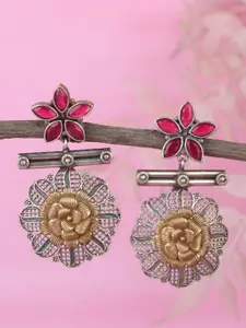 Anouk Silver-Toned Silver-Plated Contemporary Oxidised Drop Earrings