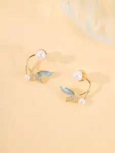 Krelin Gold Plated Leaf Shaped Stud Earrings