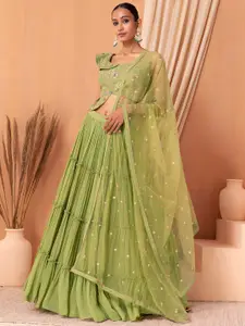 Indya Luxe Embroidered Sequinned Ready to Wear Lehenga & Blouse With Dupatta