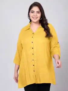 Indietoga Plus Size Classic Spread Collar Three-Quarter Sleeves Casual Shirt