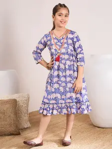 pspeaches Ethnic Motifs Printed Cotton Fit & Flare Dress