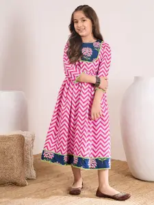 pspeaches Printed Cotton Fit & Flare Midi Dress