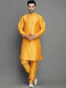 Utsav Fashion Mandarin Collar Long Sleeves Straight Kurta with Churidar