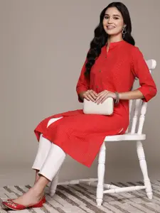 Readiprint Women Woven Design Kantha Work A-Line Kurta