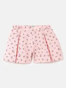 United Colors of Benetton Girls Floral Printed Cotton Linen Shorts