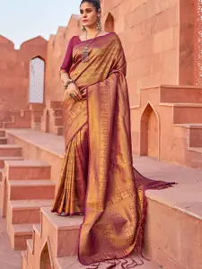 SWORNOF Ethnic Motifs Woven Design Silk Blend Saree