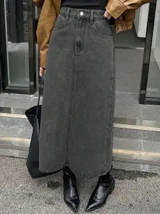Kotty Denim Straight Midi Skirt