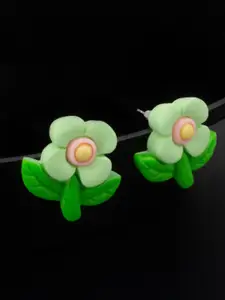 PRIVIU Metal Floral Studs Earrings