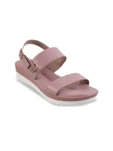 Mochi Textured Wedge Sandals with Buckles