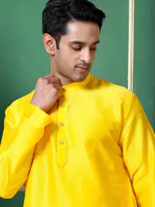 TATTVA Thread Work Mandarin Collar Straight Kurta