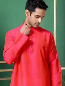 TATTVA Thread Work Mandarin Collar Straight Kurta
