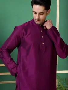 TATTVA Thread Work Mandarin Collar Straight Kurta