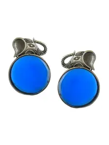 Silvermerc Designs Silver-Plated Elephant Shaped Oxidised Studs Earrings